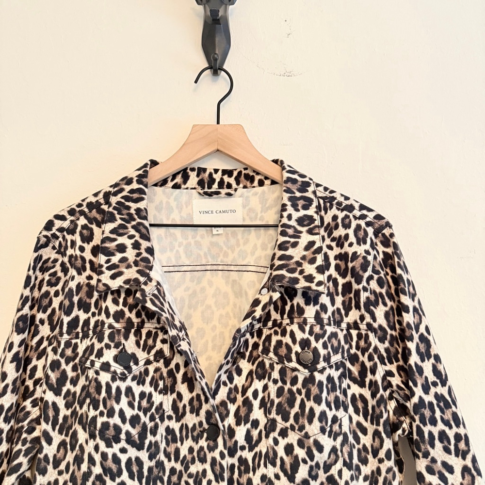 Vince Camuto Women's Black/Cream Leopard Print Jacket Size XL - Picture 4 of 6